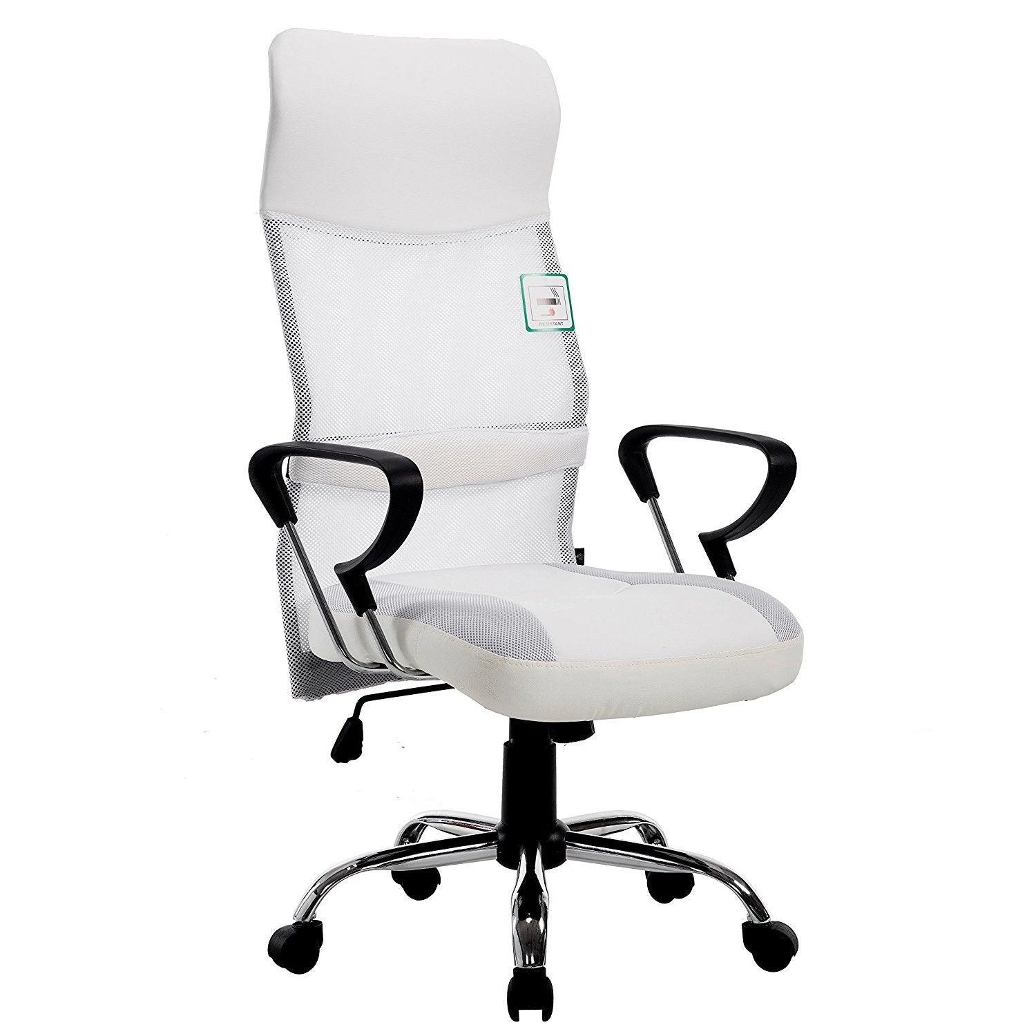 Sleek Design High Back Mesh Fabric Swivel Office Chair With Chrome Base, MO57 White 3 Sleek Design High Back Mesh Fabric Swivel Office Chair With Chrome Base, MO57 White