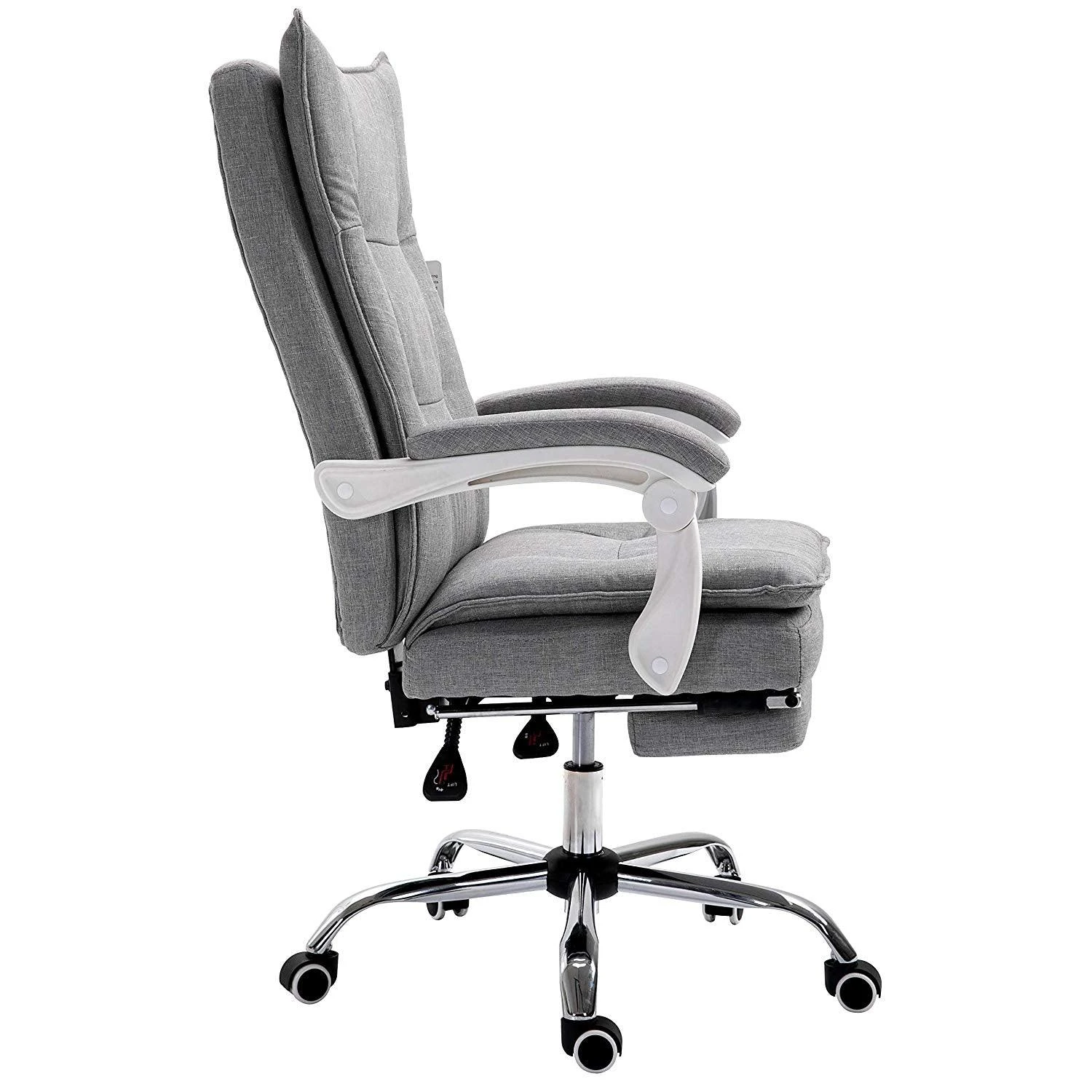 Executive Double Layer Padding Recline Office Desk Chair With Footrest, MR77 Grey Fabric 4 Executive Double Layer Padding Recline Office Desk Chair With Footrest, MR77 Grey Fabric - Image 3