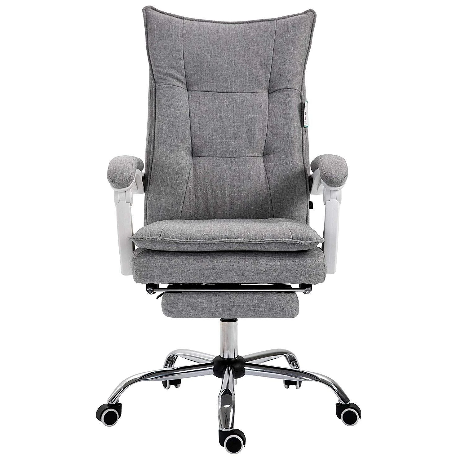 Executive Double Layer Padding Recline Office Desk Chair With Footrest, MR77 Grey Fabric 3 Executive Double Layer Padding Recline Office Desk Chair With Footrest, MR77 Grey Fabric - Image 2