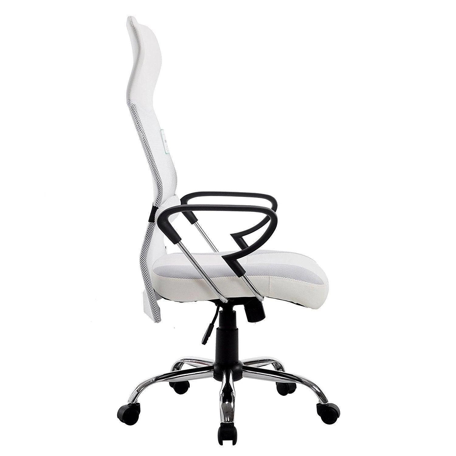 Sleek Design High Back Mesh Fabric Swivel Office Chair With Chrome Base, MO57 White 4 Sleek Design High Back Mesh Fabric Swivel Office Chair With Chrome Base, MO57 White - Image 2