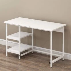 Atelier Adjustable Desk With Shelves In White -Garden Store 81dG7Dhi3BL. SL1500
