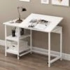 Atelier Adjustable Desk With Shelves In White -Garden Store 81kuYVw1ZPL. SL1500