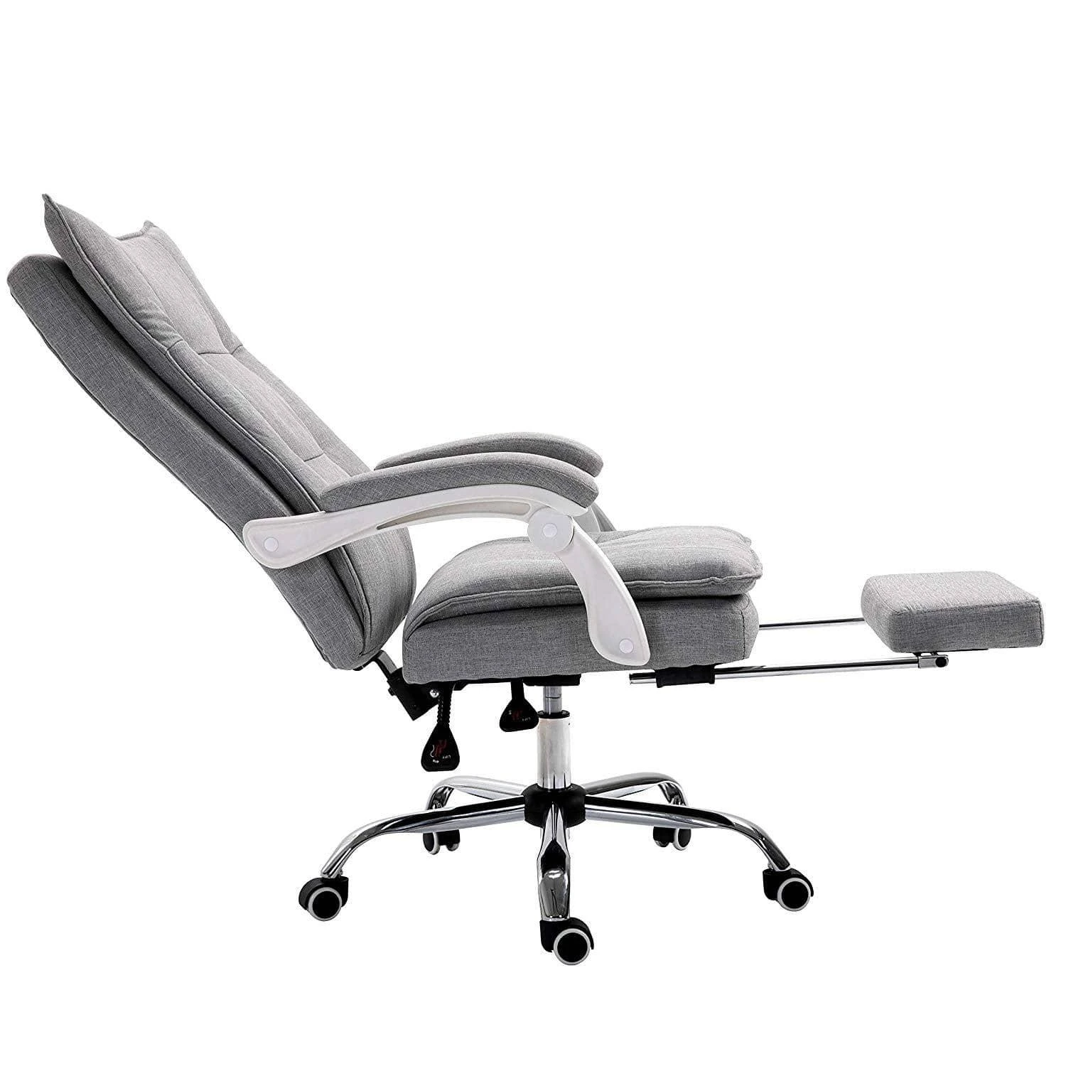 Executive Double Layer Padding Recline Office Desk Chair With Footrest, MR77 Grey Fabric 7 Executive Double Layer Padding Recline Office Desk Chair With Footrest, MR77 Grey Fabric - Image 6