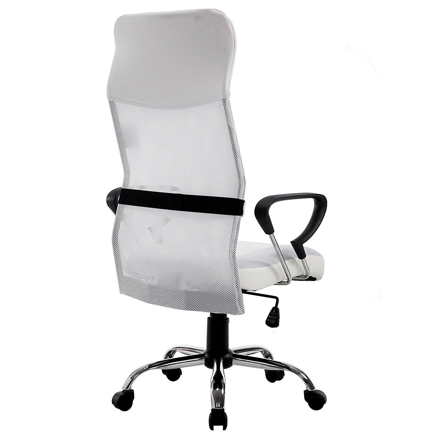 Sleek Design High Back Mesh Fabric Swivel Office Chair With Chrome Base, MO57 White 6 Sleek Design High Back Mesh Fabric Swivel Office Chair With Chrome Base, MO57 White - Image 4
