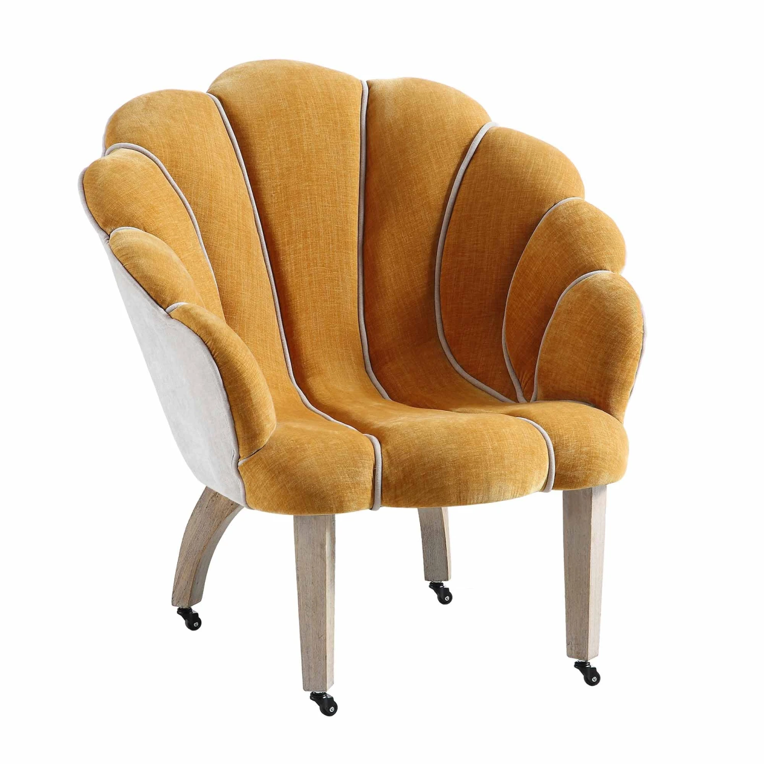 Barnard Scalloped Clam Chair, Mustard Chenille 8 Barnard Scalloped Clam Chair, Mustard Chenille - Image 6