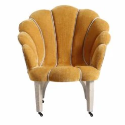 Barnard Scalloped Clam Chair, Mustard Chenille 19 Barnard Scalloped Clam Chair, Mustard Chenille -Garden Store ACH 2163 MUSTARD CHENILLE WB2