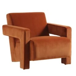 Brompton Sculptural Armchair, Rust Velvet 18 Brompton Sculptural Armchair, Rust Velvet -Garden Store ACH 2173 RUST VEL WB1