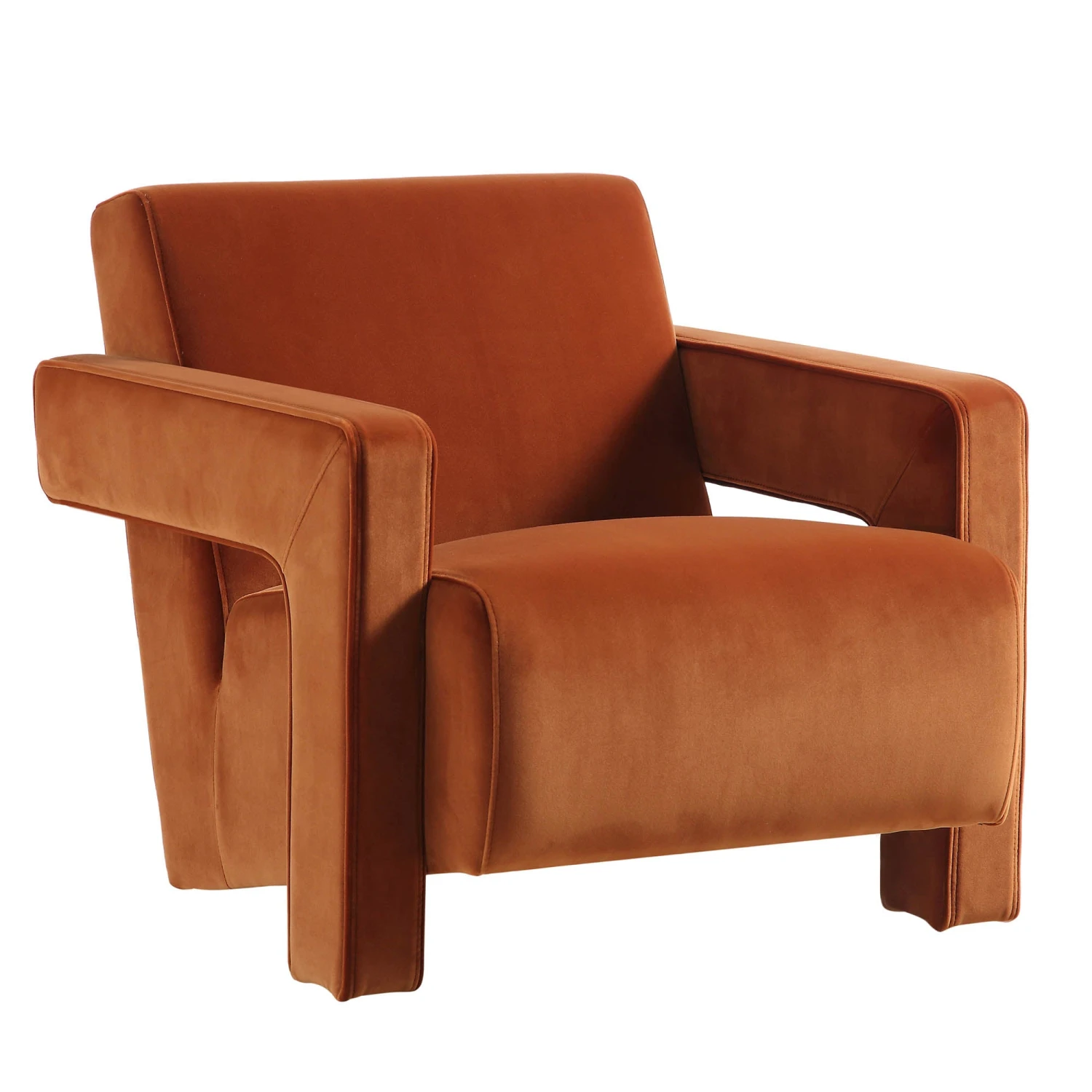 Brompton Sculptural Armchair, Rust Velvet 7 Brompton Sculptural Armchair, Rust Velvet - Image 6