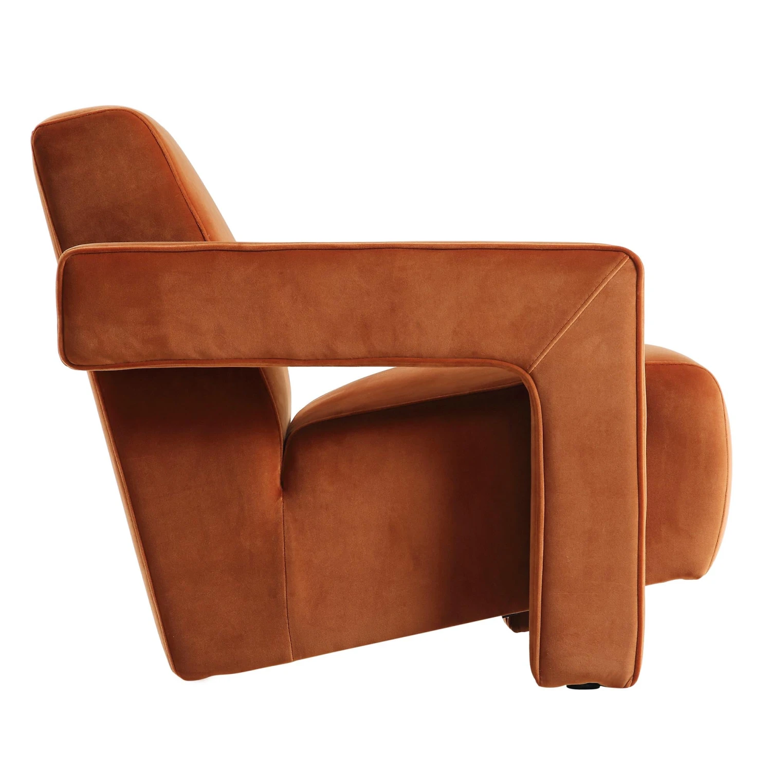 Brompton Sculptural Armchair, Rust Velvet 8 Brompton Sculptural Armchair, Rust Velvet - Image 7