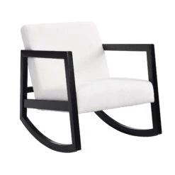 Fyne Ecru Boucle Rocking Armchair, Black Frame -Garden Store ACH 38 ECRU BLACK WB1