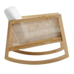 Fyne Ecru Boucle Rocking Armchair With Rattan Armrests 17 Fyne Ecru Boucle Rocking Armchair With Rattan Armrests -Garden Store ACH 40 ECRU NAT WB3