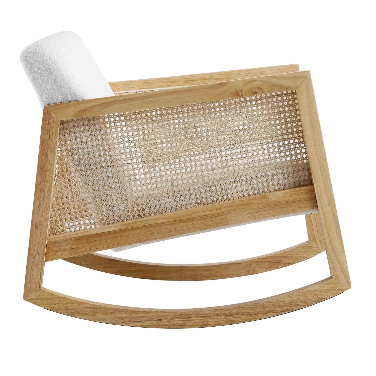 Fyne Ecru Boucle Rocking Armchair With Rattan Armrests 7 Fyne Ecru Boucle Rocking Armchair With Rattan Armrests - Image 6