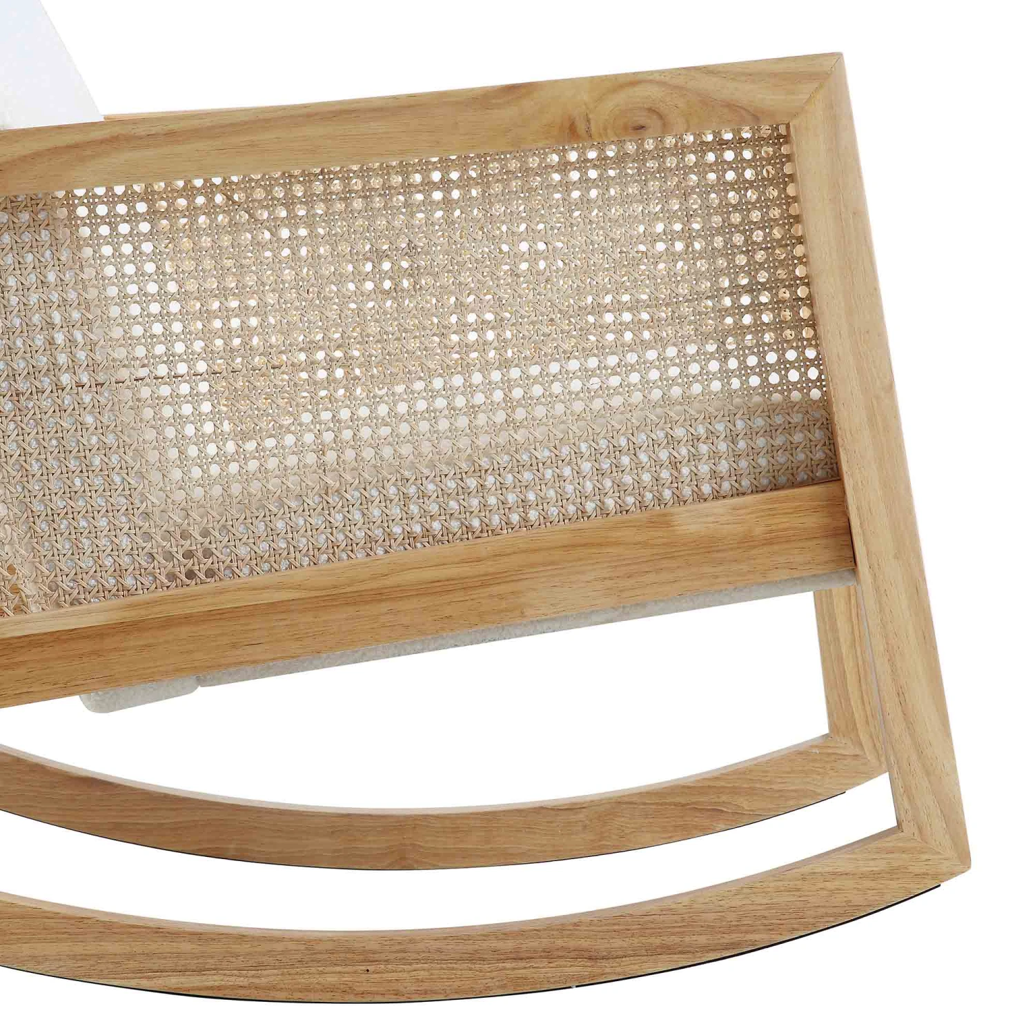 Fyne Ecru Boucle Rocking Armchair With Rattan Armrests 12 Fyne Ecru Boucle Rocking Armchair With Rattan Armrests - Image 11