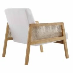 Fyne Beige Fabric Natural Frame Rattan Armchair -Garden Store ACH 608 BEIGEFAB NAT WB4