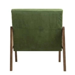 Fyne Moss Green Velvet Walnut Frame Rattan Armchair -Garden Store ACH 608 GREENVEL WALN WB5