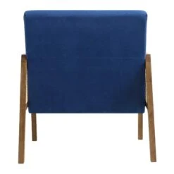 Fyne Navy Blue Velvet Walnut Frame Rattan Armchair -Garden Store ACH 608 NAVYVEL WALN WB5