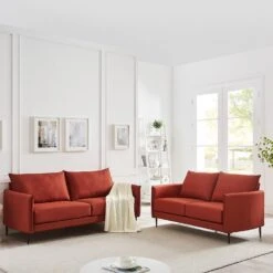 Bari Burnt Ochre Fabric Sofa 32 Bari Burnt Ochre Fabric Sofa -Garden Store AYSF 08 ORANGEFAB 2N3ST scene1