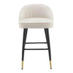 Miyae Set Of 2 Pleated Champagne Beige Velvet Upholstered Counter Stools 19 Miyae Set Of 2 Pleated Champagne Beige Velvet Upholstered Counter Stools -Garden Store BCH 2148 CHAMP VEL 2P WB2
