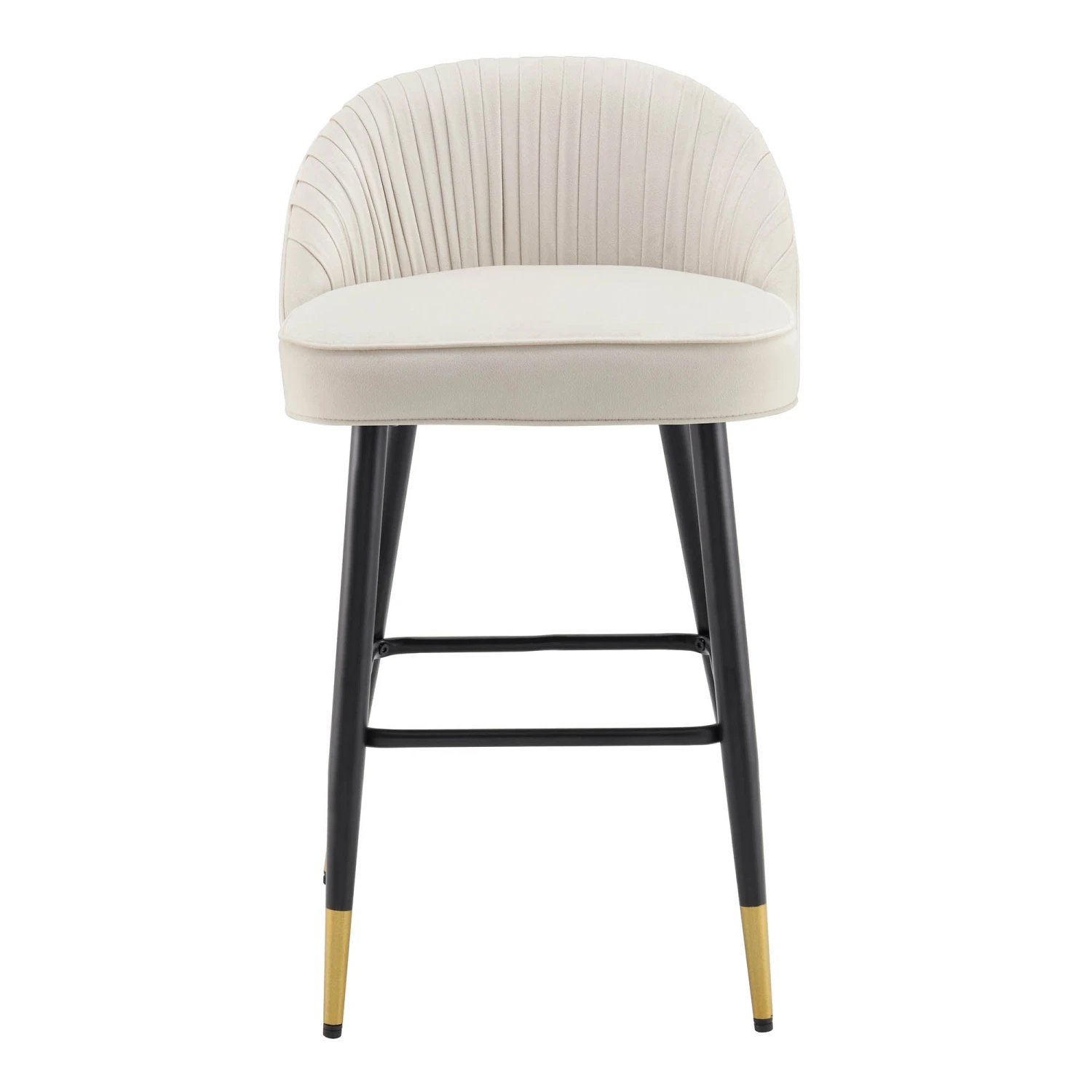 Miyae Set Of 2 Pleated Champagne Beige Velvet Upholstered Counter Stools 8 Miyae Set Of 2 Pleated Champagne Beige Velvet Upholstered Counter Stools - Image 6