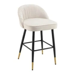 Miyae Set Of 2 Pleated Champagne Beige Velvet Upholstered Counter Stools 16 Miyae Set Of 2 Pleated Champagne Beige Velvet Upholstered Counter Stools -Garden Store BCH 2148 CHAMP VEL 2P WB4