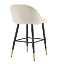 Miyae Set Of 2 Pleated Champagne Beige Velvet Upholstered Counter Stools 21 Miyae Set Of 2 Pleated Champagne Beige Velvet Upholstered Counter Stools -Garden Store BCH 2148 CHAMP VEL 2P WB6
