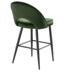 Oakley Set Of 2 Dark Green Velvet Upholstered Counter Stools With Contrast Piping -Garden Store BCH 2155 DARKGREEN VEL 2P WB6