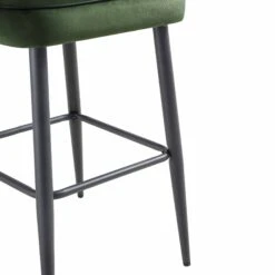 Oakley Set Of 2 Dark Green Velvet Upholstered Counter Stools With Contrast Piping -Garden Store BCH 2155 DARKGREEN VEL 2P detail3