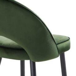 Oakley Set Of 2 Dark Green Velvet Upholstered Counter Stools With Contrast Piping -Garden Store BCH 2155 DARKGREEN VEL 2P detail4