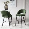 Oakley Set Of 2 Dark Green Velvet Upholstered Counter Stools With Contrast Piping -Garden Store BCH 2155 DARKGREEN VEL 2P main
