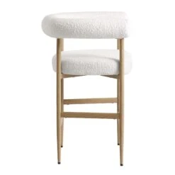 Fulbourn White Boucle Counter Stool With Natural Wood Effect Legs -Garden Store BCH 2171 WHITE BOUCLE NAT WB3
