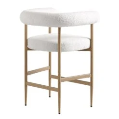 Fulbourn White Boucle Counter Stool With Natural Wood Effect Legs -Garden Store BCH 2171 WHITE BOUCLE NAT WB4