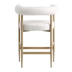 Fulbourn White Boucle Counter Stool With Natural Wood Effect Legs -Garden Store BCH 2171 WHITE BOUCLE NAT WB5