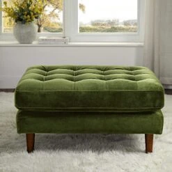 Henrietta Ottoman, Moss Green Velvet 14 Henrietta Ottoman, Moss Green Velvet -Garden Store BOSF 9680 FERN VEL STOOL scene2