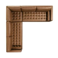 Henrietta 5+Seater Corner Sofa, Tan Faux Suede -Garden Store BOSF 9680 TAN FXLT CORNER SET WB4