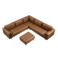 Henrietta 5+Seater Corner Sofa, Tan Faux Suede -Garden Store BOSF 9680 TAN FXLT CORNER SET WB6