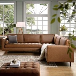 Henrietta 5+Seater Corner Sofa, Tan Faux Suede -Garden Store BOSF 9680 TAN FXLT CORNER SET scene2