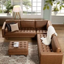 Henrietta 5+Seater Corner Sofa, Tan Faux Suede -Garden Store BOSF 9680 TAN FXLT CORNER SET scene3