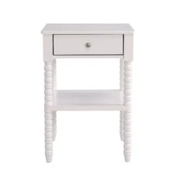 Aldwinke Beige Bobbin 1 Drawer Side Table -Garden Store BSD 097 BEIGE WB1