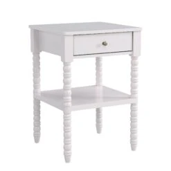Aldwinke Beige Bobbin 1 Drawer Side Table -Garden Store BSD 097 BEIGE WB2