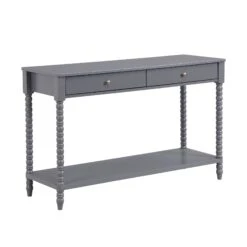Aldwinke Dark Grey Bobbin 2 Drawer Large Console Table -Garden Store BSD 098 DARKGREY WB2