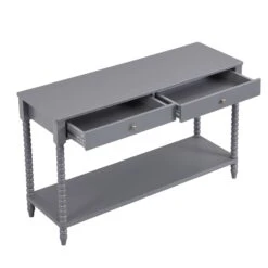 Aldwinke Dark Grey Bobbin 2 Drawer Large Console Table -Garden Store BSD 098 DARKGREY WB3