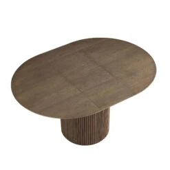 Maru Round 4-6 Seater Extending Oak Pedestal Dining Table, Silver Oak 25 Maru Round 4-6 Seater Extending Oak Pedestal Dining Table, Silver Oak -Garden Store BSD 135 SILK WB1