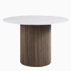 Maru Ceramic Top Silver Oak Pedestal Round Dining Table 13 Maru Ceramic Top Silver Oak Pedestal Round Dining Table -Garden Store BSD 137 SILK WB1