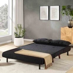 Algo Sofabed With Cushions In Charcoal Teddy Fabric 2 Seater 20 Algo Sofabed With Cushions In Charcoal Teddy Fabric 2 Seater -Garden Store D021B CHARCOAL TEDDY scene3
