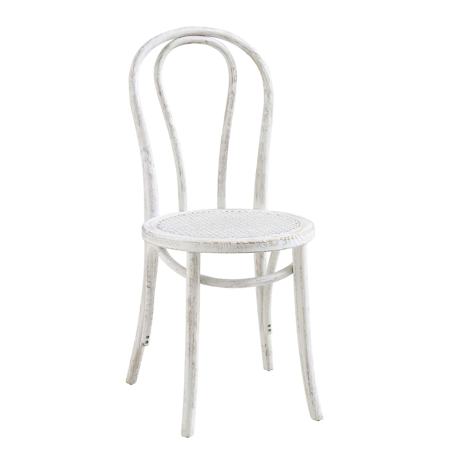 Camille Elm Wood And Rattan Bentwood Dining Chair, Distressed White 5 Camille Elm Wood And Rattan Bentwood Dining Chair, Distressed White - Image 3