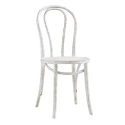 Camille Elm Wood And Rattan Bentwood Dining Chair, Distressed White 17 Camille Elm Wood And Rattan Bentwood Dining Chair, Distressed White -Garden Store DCH 002 WASHWHITE WB3