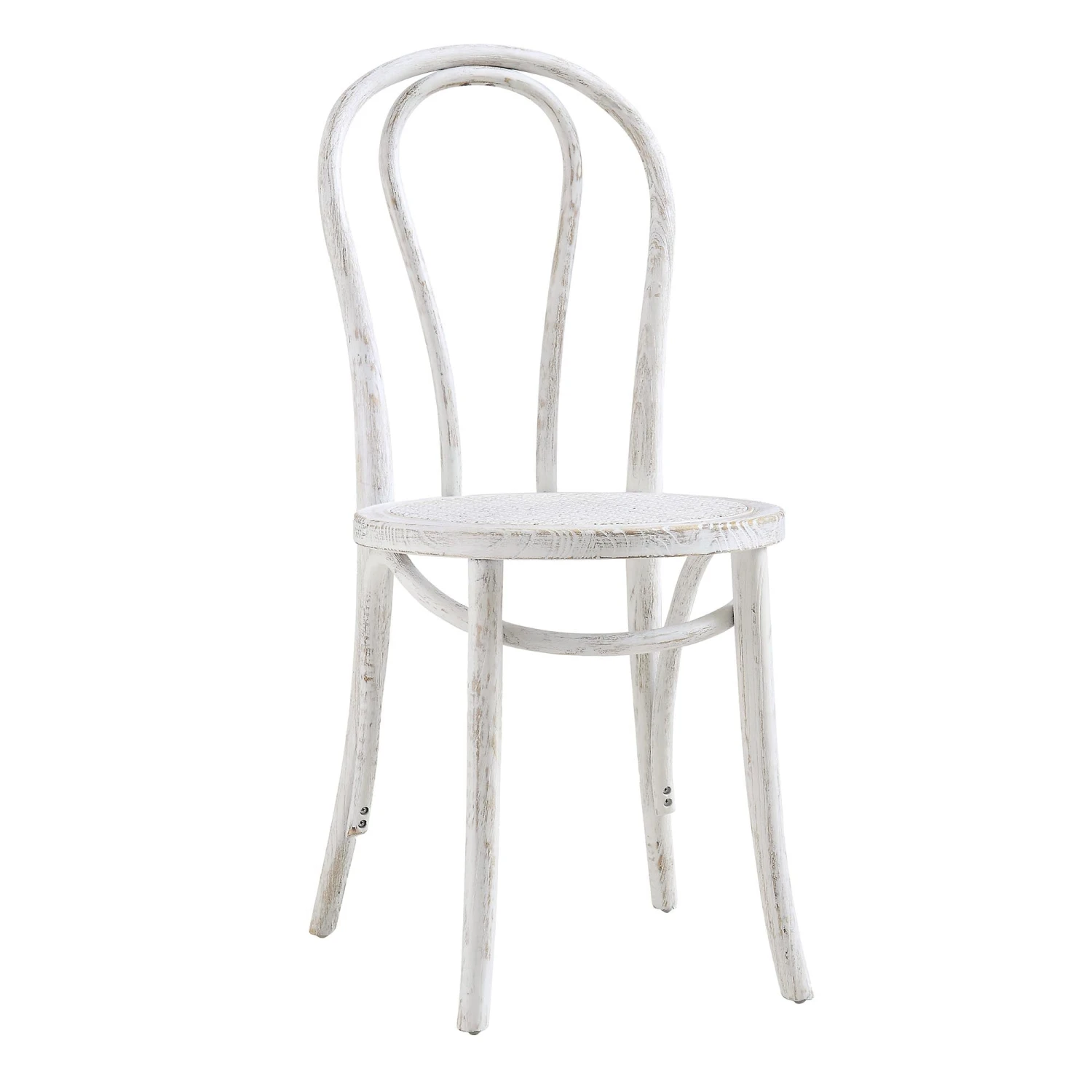 Camille Elm Wood And Rattan Bentwood Dining Chair, Distressed White 7 Camille Elm Wood And Rattan Bentwood Dining Chair, Distressed White - Image 5
