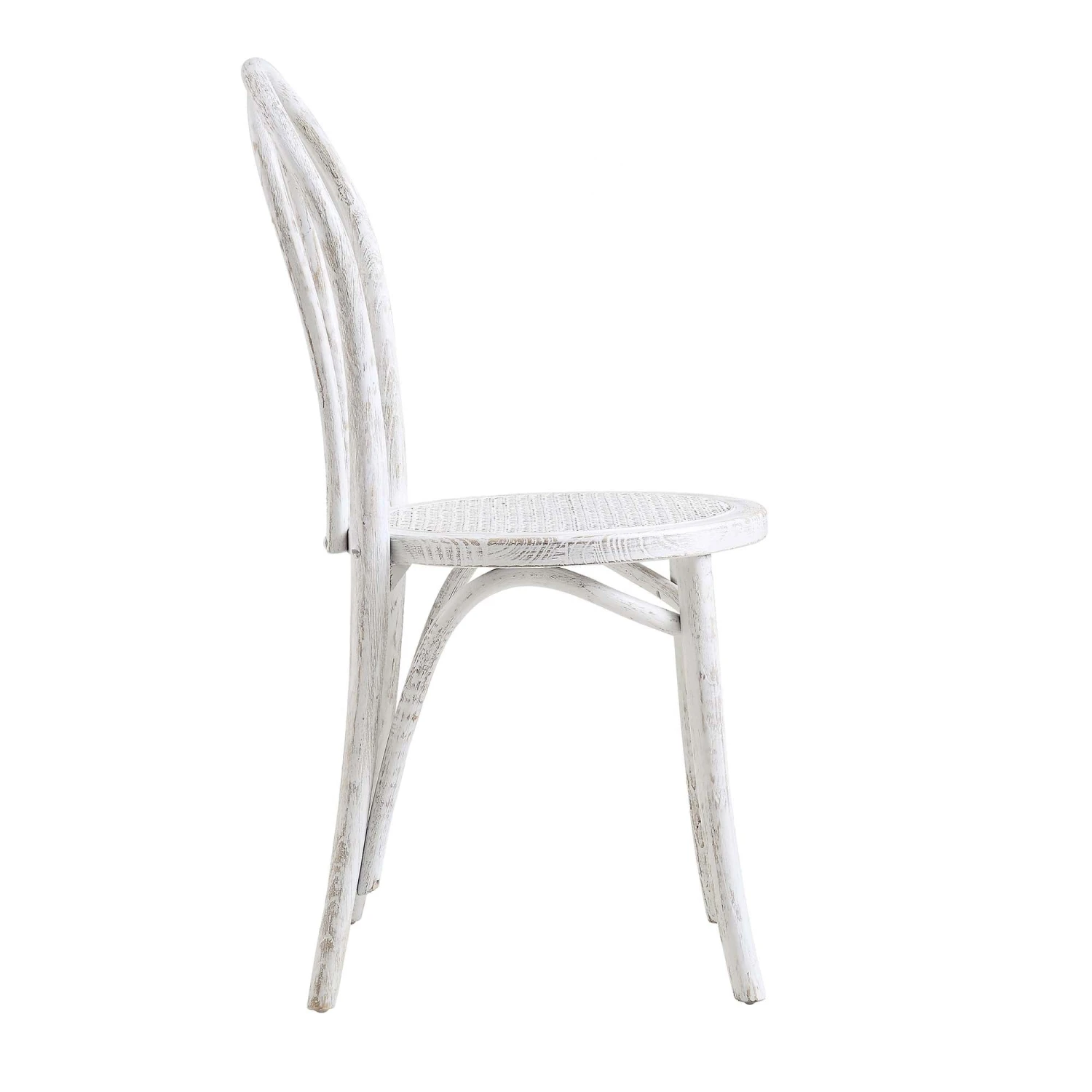 Camille Elm Wood And Rattan Bentwood Dining Chair, Distressed White 8 Camille Elm Wood And Rattan Bentwood Dining Chair, Distressed White - Image 6