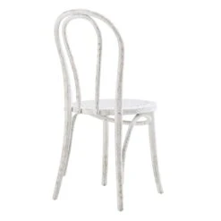 Camille Elm Wood And Rattan Bentwood Dining Chair, Distressed White 19 Camille Elm Wood And Rattan Bentwood Dining Chair, Distressed White -Garden Store DCH 002 WASHWHITE WB5