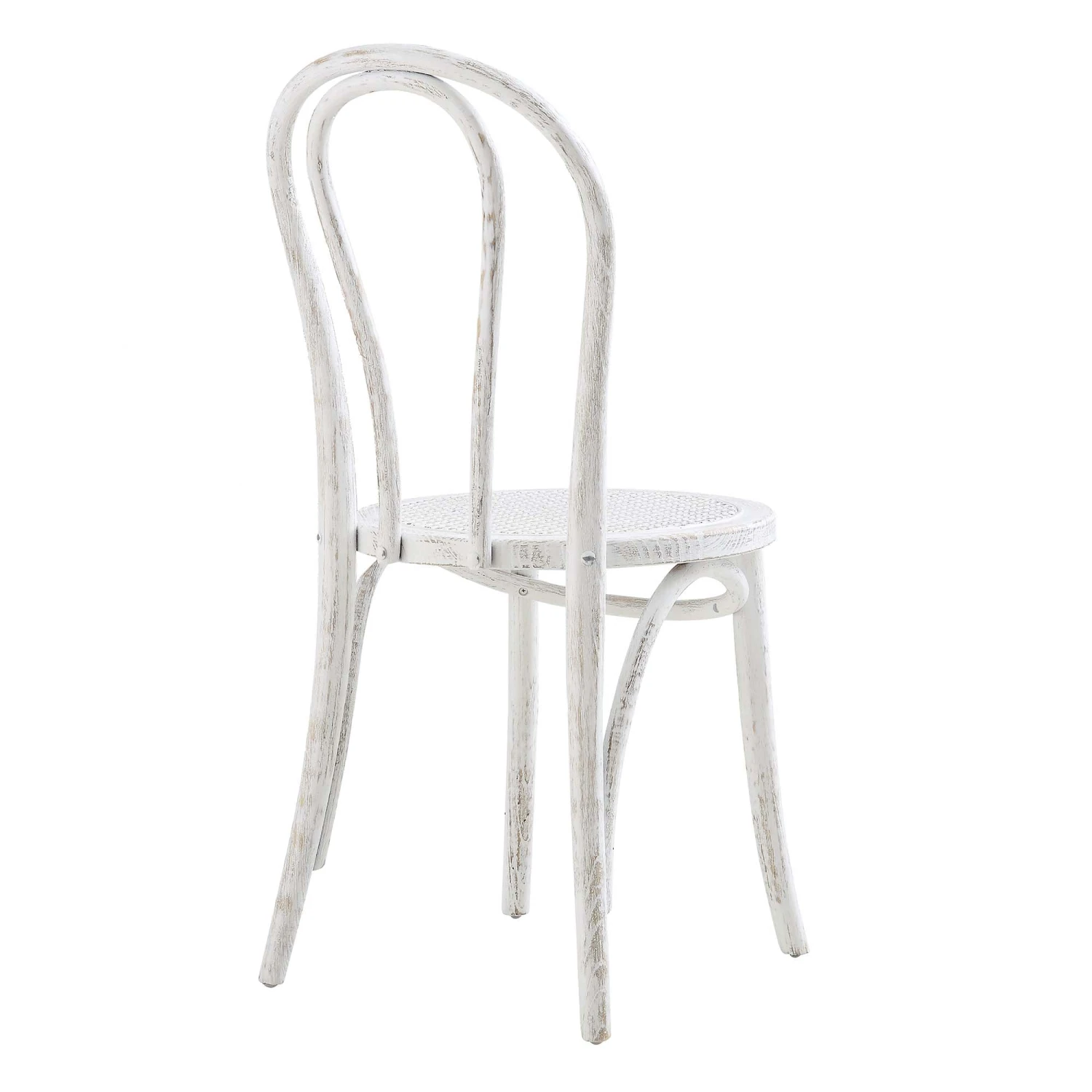 Camille Elm Wood And Rattan Bentwood Dining Chair, Distressed White 9 Camille Elm Wood And Rattan Bentwood Dining Chair, Distressed White - Image 7